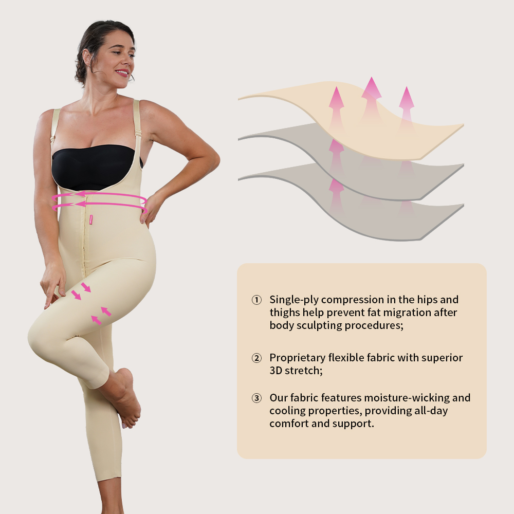 Crotchless Post Surgery BBL Liposuction High Compression Full Body Garment Shapewear Shaper Bodysuit For Women 02