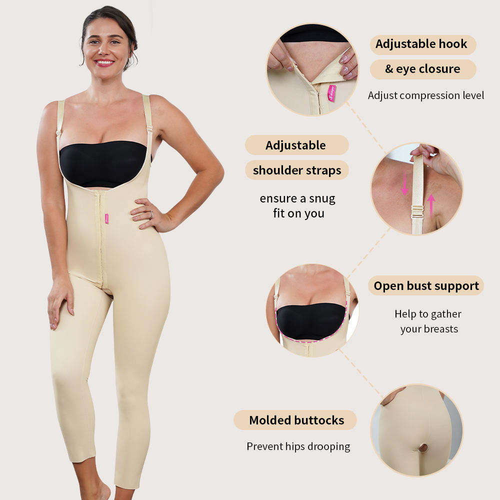 Crotchless Post Surgery BBL Liposuction High Compression Full Body Garment Shapewear Shaper Bodysuit For Women 03