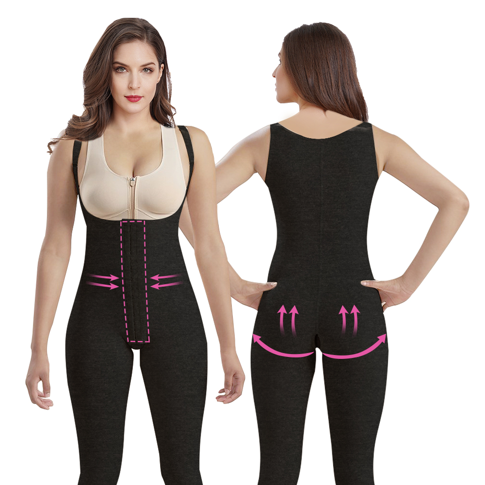 Crotchless Post Surgery BBL Liposuction High Compression Full Body Garment Shapewear Shaper Bodysuit For Women 06