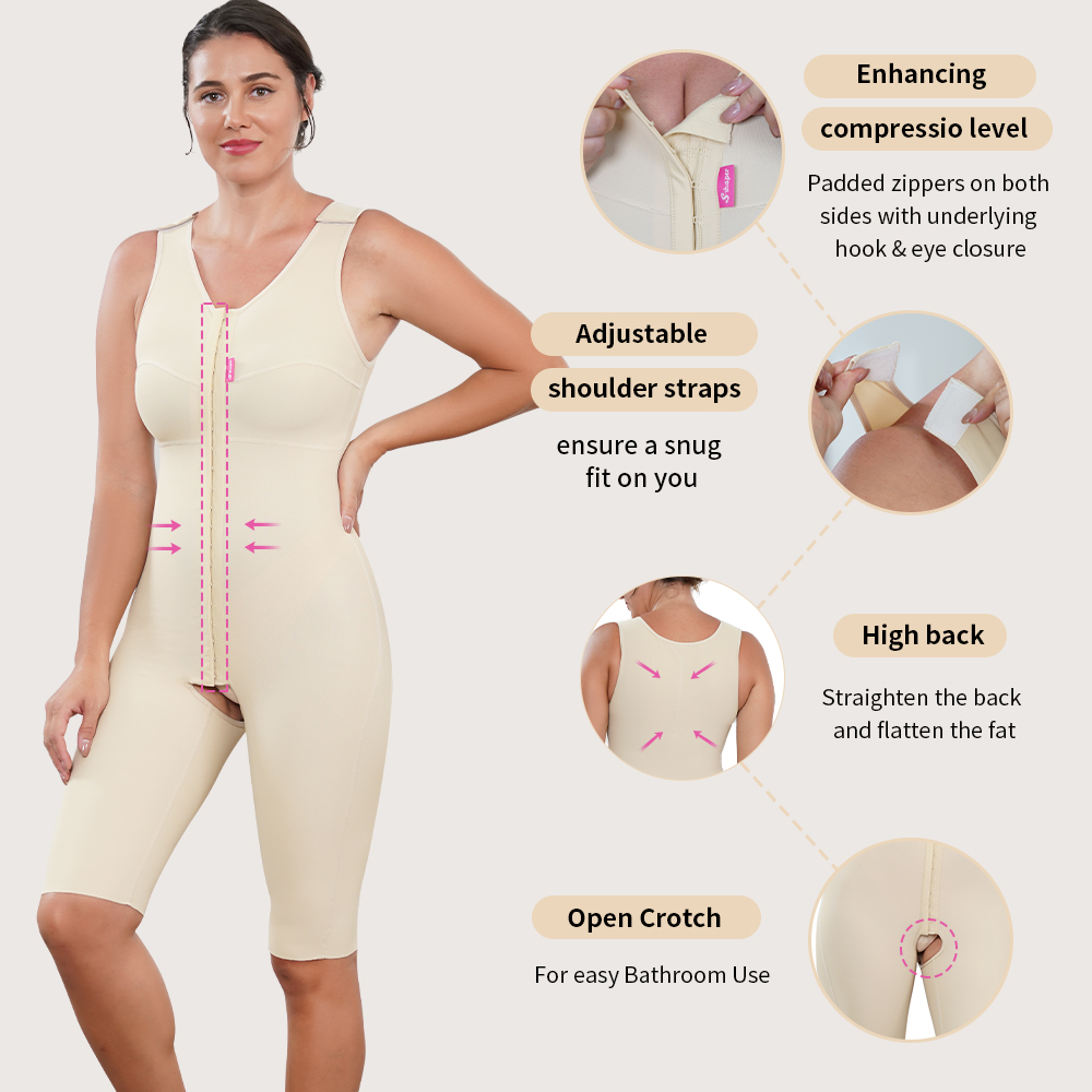 Full Body Liposuction Post Surgery Stage 1 Fajas Compression Shapewear Wholesale Open Crotch Garment Bodysuit For Women 04