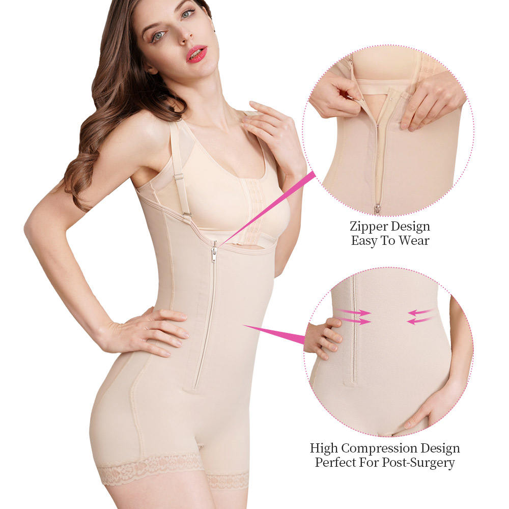 Post Surgical Surgery High Compression Liposuction Garment Faja Full Body Shaper Bodysuit Shapewear For Women 03