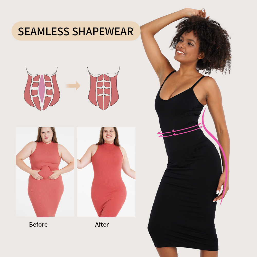 Seamless Backless Compressed Tummy Control Hourglass Maxi Body Built In Shapewear Dress Bodycon Shaper For Women 03