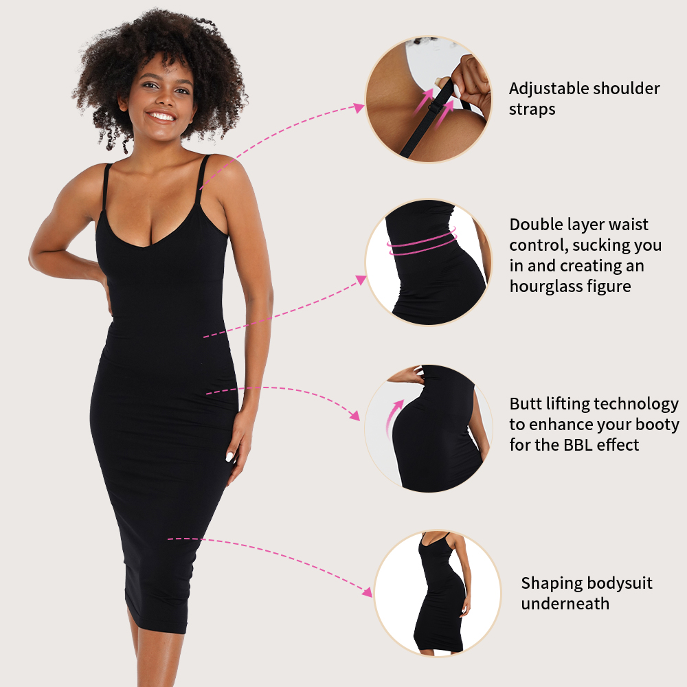 Seamless Backless Compressed Tummy Control Hourglass Maxi Body Built In Shapewear Dress Bodycon Shaper For Women 04
