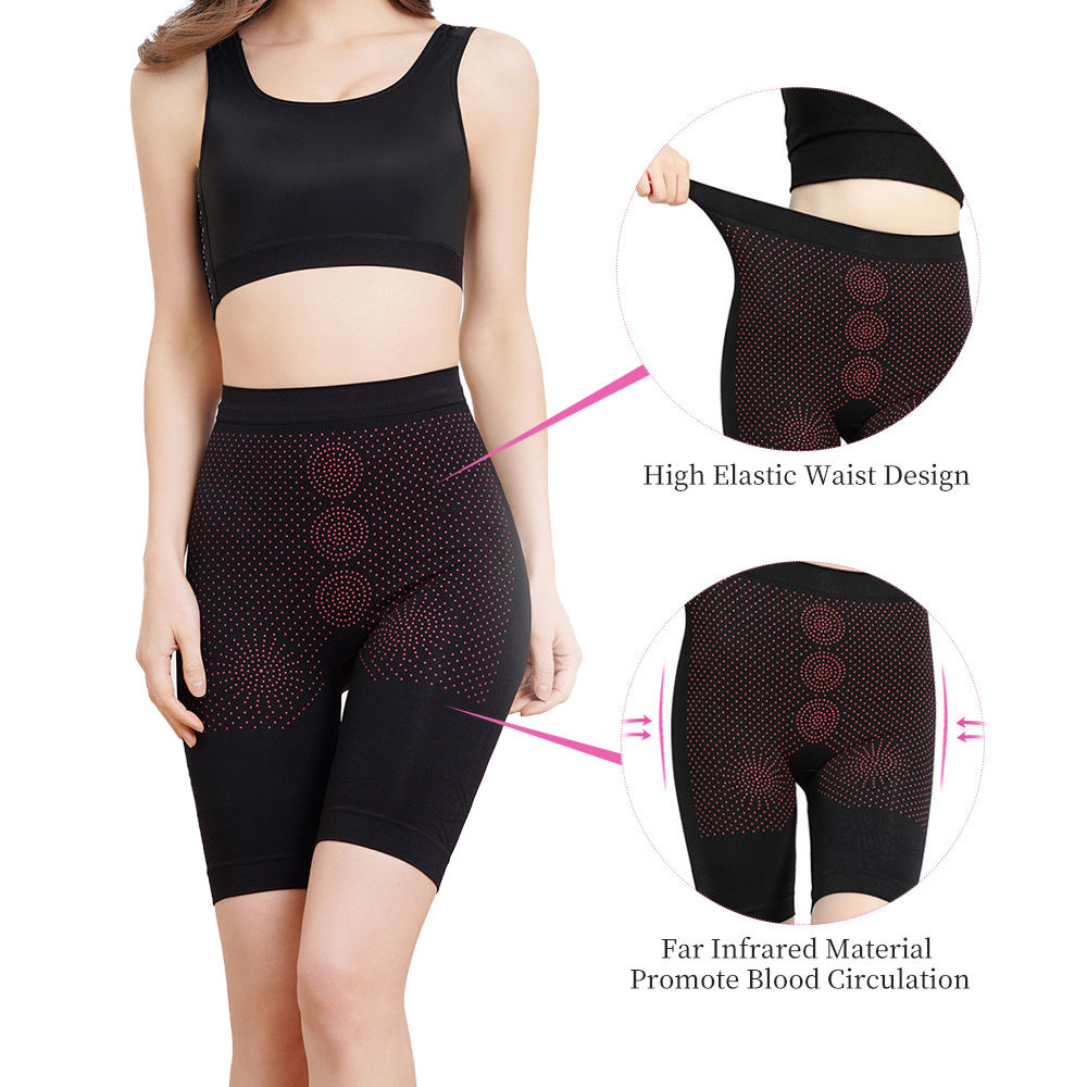 Women Plus Size Shapewear Shorts High Waist Tummy Control Fat Burning Mid Thigh Panties Far Infrared Body Shaper Pants 03